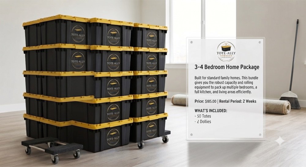 3 to 4 bedroom home tote package